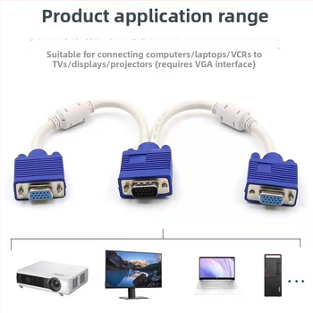 VGA splitter kábel 1:2, adaptér kábel, meď, vstrekované spracovanie, pre PC