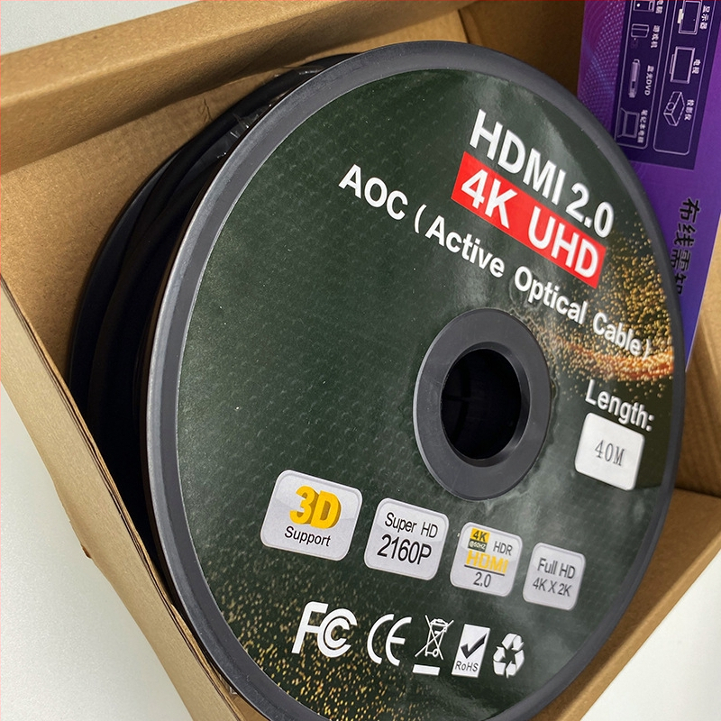 Optický HDMI kábel, 4K60Hz, inžinierskej kvality, cez stenu, zlaté konektory