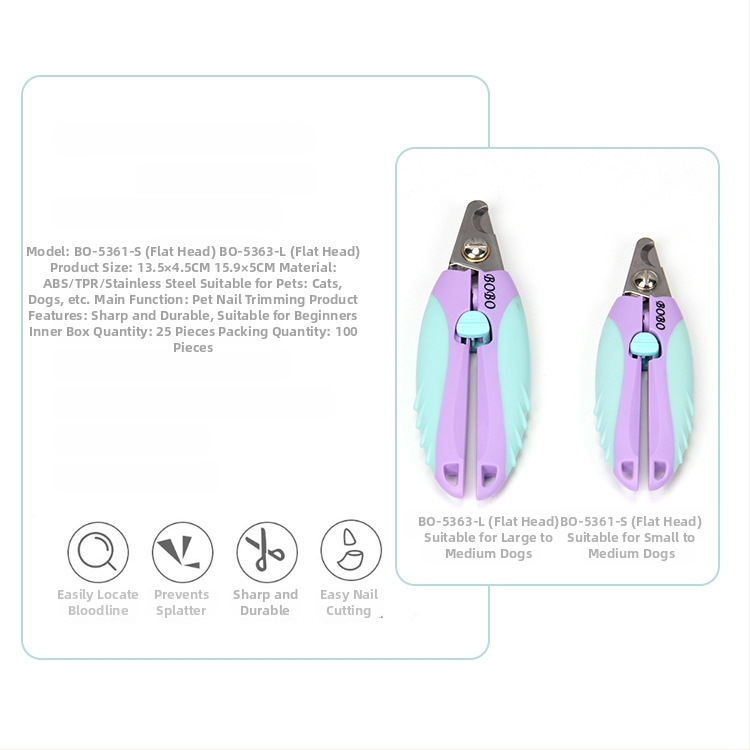 Kliešte na nechty pre domáce zvieratá, nerezová oceľ, značky Bobo, pre psov, balenie 100 kusov