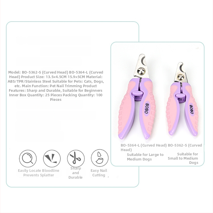 Kliešte na nechty pre domáce zvieratá, nerezová oceľ, značky Bobo, pre psov, balenie 100 kusov