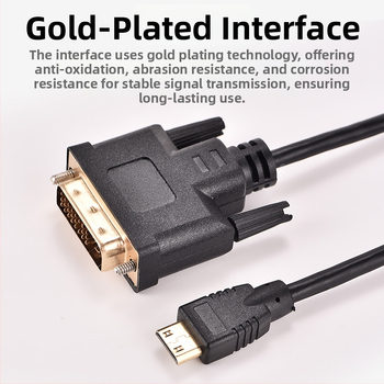 HDMI-C na DVI adaptér kábel pre PC, HDMI-C na DVI, dĺžka 1 m, med bez oxidu, zlaté povlakovanie