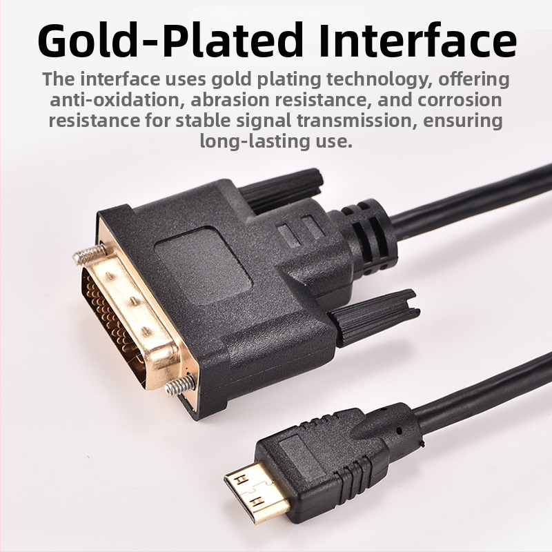 HDMI-C na DVI adaptér kábel pre PC, HDMI-C na DVI, dĺžka 1 m, med bez oxidu, zlaté povlakovanie