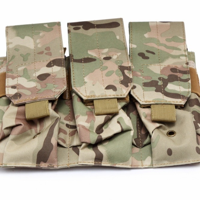 Taška MOLLE na pás s tromi doplnkovými vreckami – na vonkajšie použitie, 1000D nylon, podšívka z plátna, rozmery 23×21×3 cm