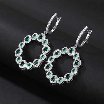 925 ezüst Spinell ékszerszett mikro-beállítással, O-alakú lánccal, fülbevalóval, nyaklánccal és karkötővel Spinell