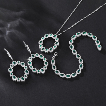 925 ezüst Spinell ékszerszett mikro-beállítással, O-alakú lánccal, fülbevalóval, nyaklánccal és karkötővel Spinell