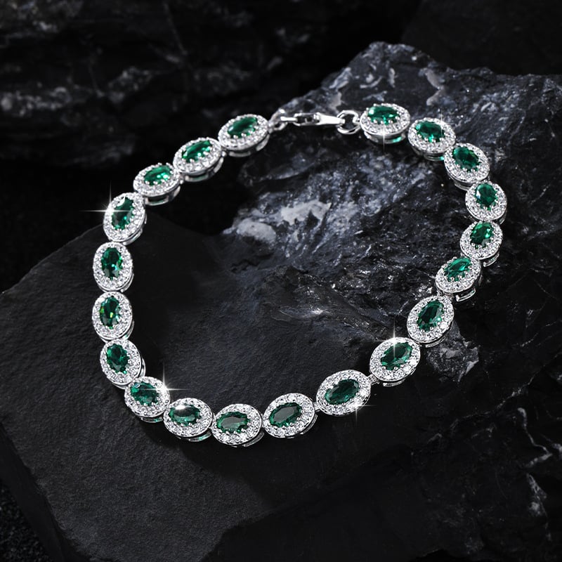 925 ezüst Spinell ékszerszett mikro-beállítással, O-alakú lánccal, fülbevalóval, nyaklánccal és karkötővel Spinell