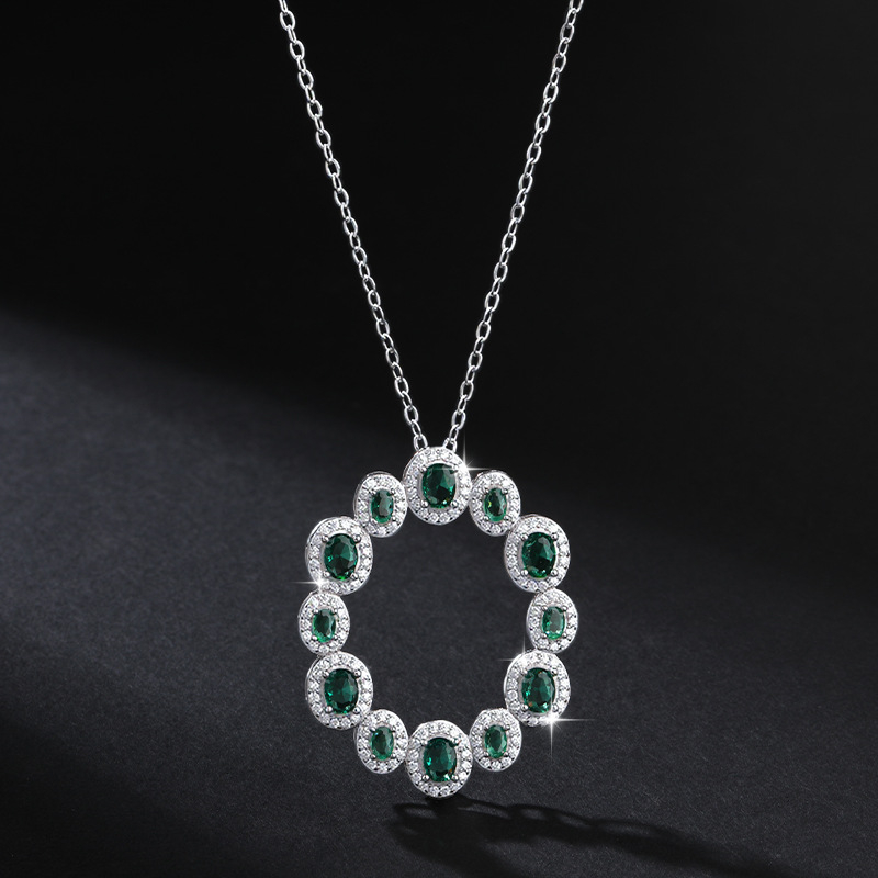 925 ezüst Spinell ékszerszett mikro-beállítással, O-alakú lánccal, fülbevalóval, nyaklánccal és karkötővel Spinell