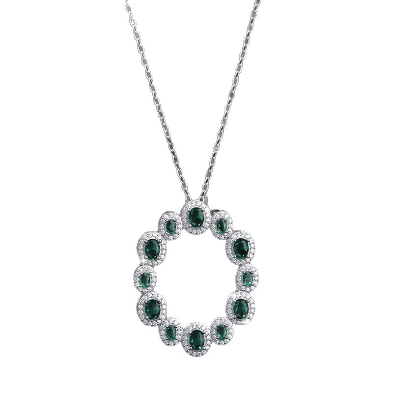 925 ezüst Spinell ékszerszett mikro-beállítással, O-alakú lánccal, fülbevalóval, nyaklánccal és karkötővel Spinell