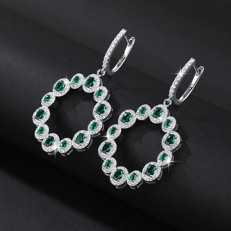 925 ezüst Spinell ékszerszett mikro-beállítással, O-alakú lánccal, fülbevalóval, nyaklánccal és karkötővel Spinell