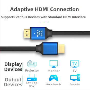 HDMI kábel 2.0 4K vysokorýchlostný, zlaté konektory, meďou potiahnuté oceľové jadro, adaptér kábel pre PC a projektor