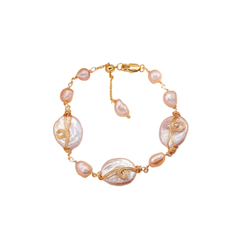 Set colier și brățară Nala din perle Baroque – lucrat manual, unisex, lanț cu cruce