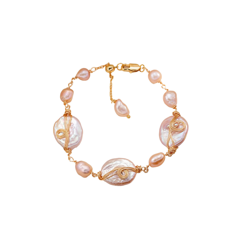 Set colier și brățară Nala din perle Baroque – lucrat manual, unisex, lanț cu cruce