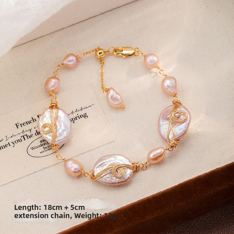 Set colier și brățară Nala din perle Baroque – lucrat manual, unisex, lanț cu cruce