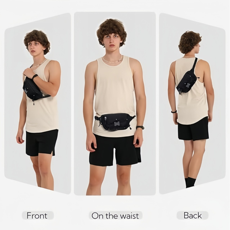 Geantă de talie pentru activități în aer liber, material PU, respirabilă, ultraușoară, antibacteriană, unisex