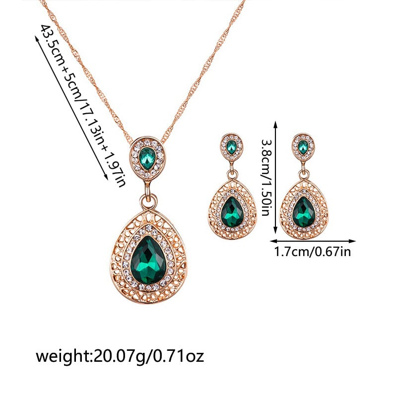 Set cercei și colier cu pandantiv din cristal în formă de picătură de apă; aliaj; lanț șarpe; stil Fashion OL; model: Iubire / Picături de apă / clopot