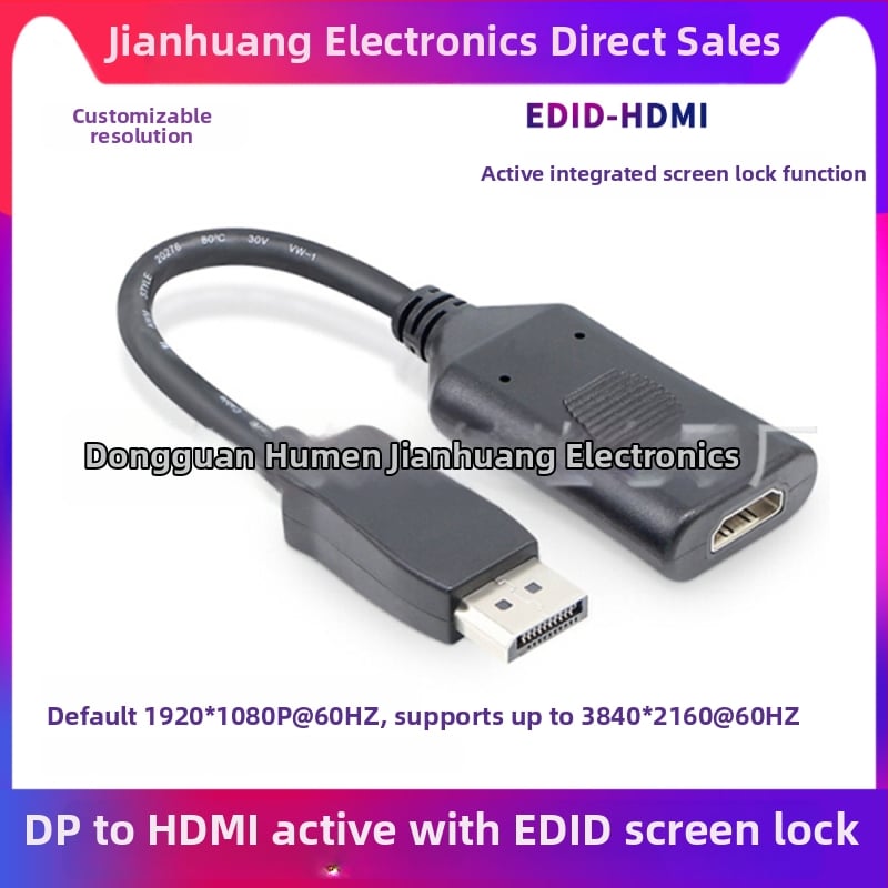 Adaptor DP la HDMI activ cu EDID integrat pentru afișare pe mai multe ecrane, interfață HDMI, cablu din cupru
