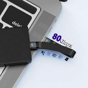 Cablu adaptor Type-C Thunderbolt 5 cu lățime de bandă 80Gbps, încărcare rapidă PD 240W, ieșire video 16K60Hz