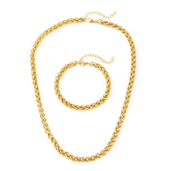 Set náhrdelník a náramok z nehrdzavejúcej ocele s retiazkou typu horse whip • elektroplatinovaný povrch • ľahká luxusná móda • pre ženy