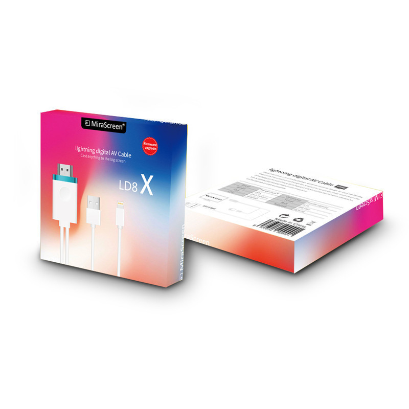 MiraScreen LD8 HDMI kabel za zrcaljenje zaslona iPhone X/7/iPad – 2 m, niklani konektori, bakar bez kisika
