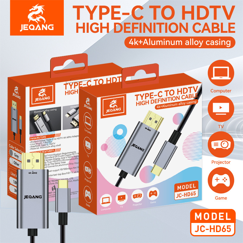 Type-C kabel za HDTV za iPhone 15 i notebook, 4K60Hz, niklirani konektori
