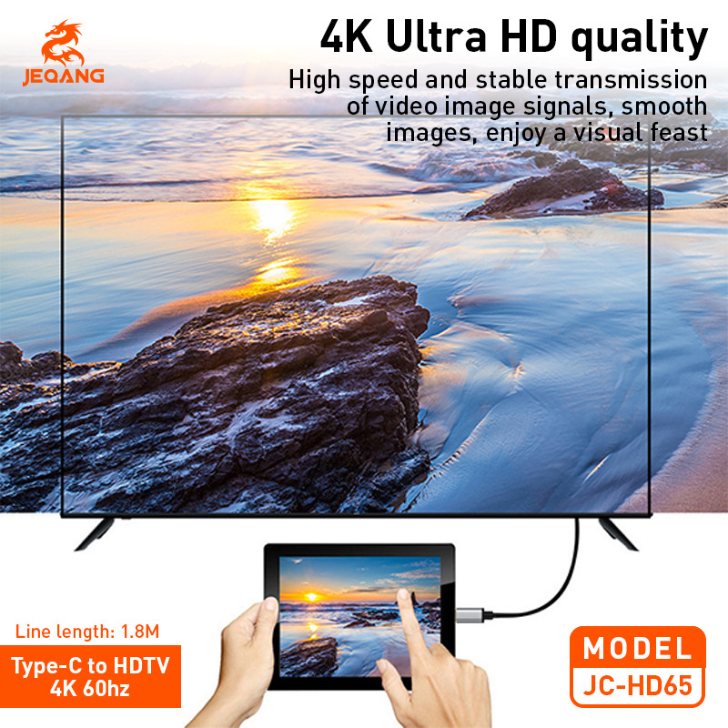 Type-C kabel za HDTV za iPhone 15 i notebook, 4K60Hz, niklirani konektori