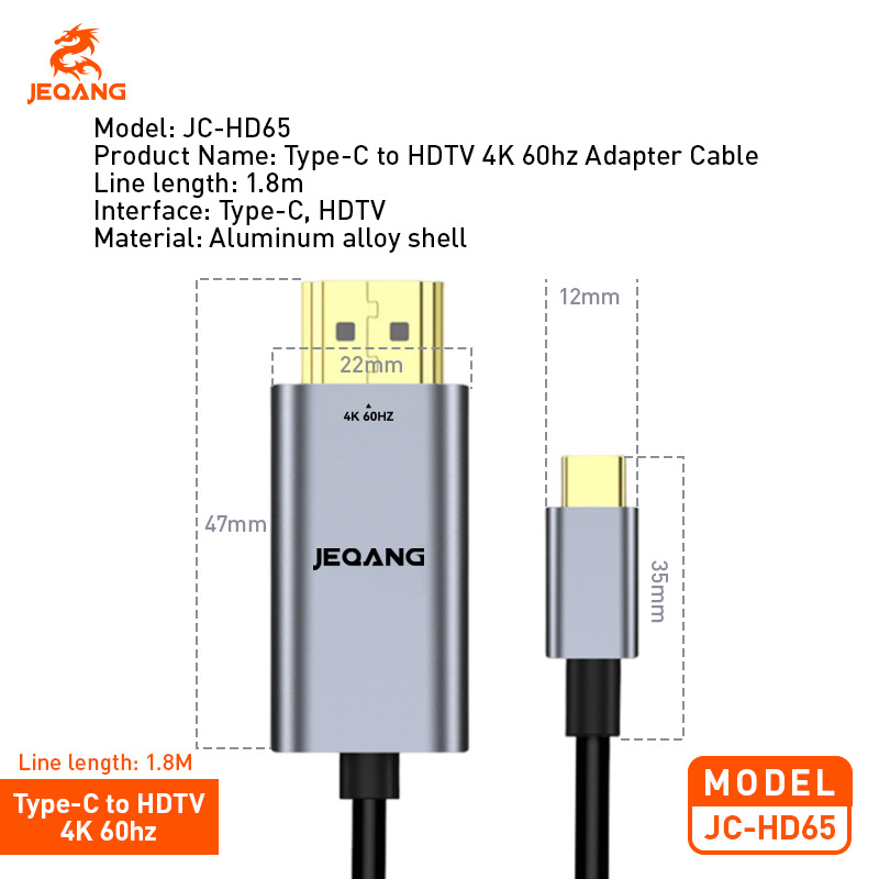 Type-C kabel za HDTV za iPhone 15 i notebook, 4K60Hz, niklirani konektori