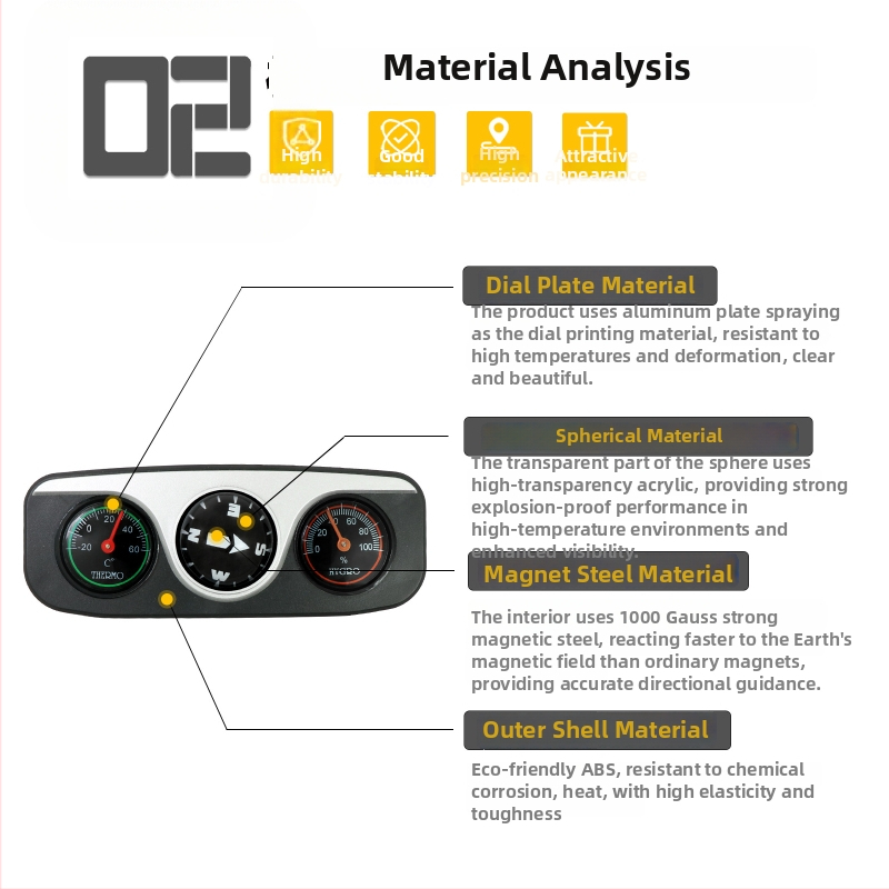 LC-3 automobilių kompasas su termometru ir higrometru, Jinggu, licencijuojamas privatus ženklas