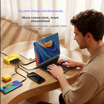 Ou Zheng Ozq4 kuue USB-pordiga kiirlaadimisjaam LED-indikaatoritega Apple'i ja Androidi telefonidele