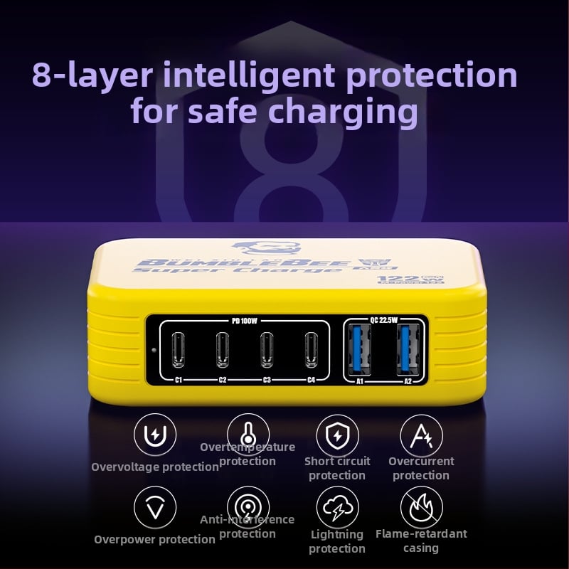 Ou Zheng Ozq4 kuue USB-pordiga kiirlaadimisjaam LED-indikaatoritega Apple'i ja Androidi telefonidele