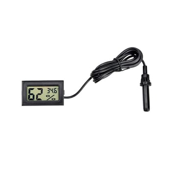 FY-12 Măsurător digital încorporat al temperaturii și umidității pentru vehicule, cu cablu sondă de 1,5 m, alimentat cu baterie buton de 1,5 V