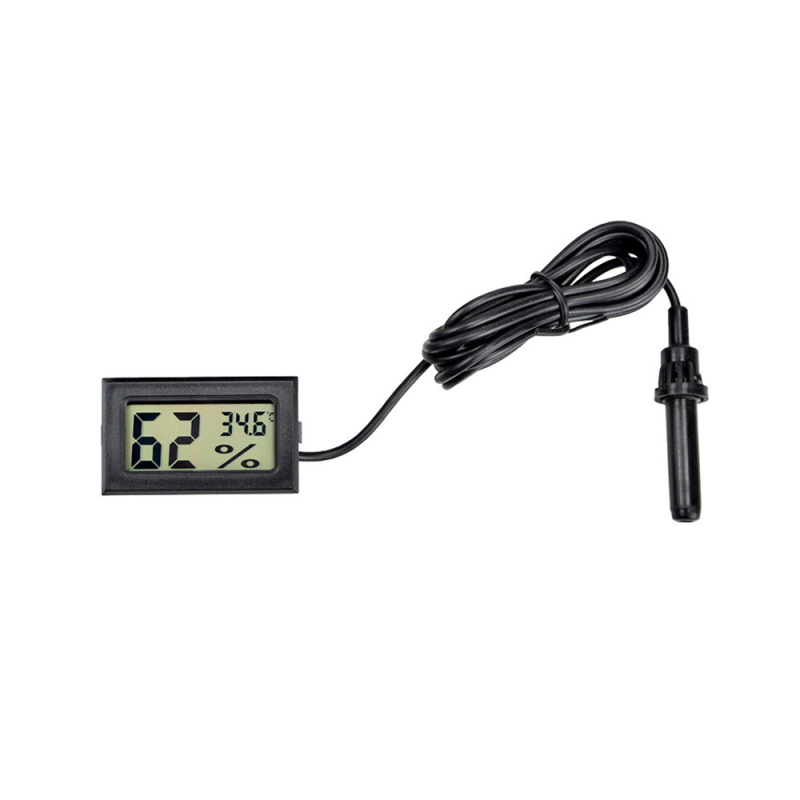 FY-12 Măsurător digital încorporat al temperaturii și umidității pentru vehicule, cu cablu sondă de 1,5 m, alimentat cu baterie buton de 1,5 V
