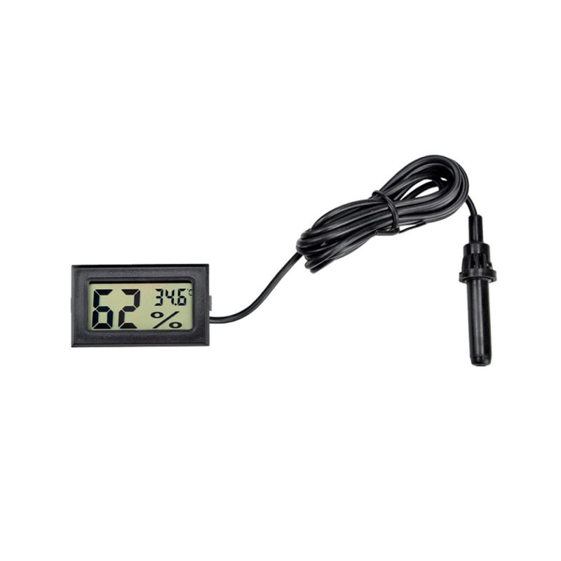 FY-12 Măsurător digital încorporat al temperaturii și umidității pentru vehicule, cu cablu sondă de 1,5 m, alimentat cu baterie buton de 1,5 V
