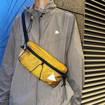 Мъжка нейлонова chest bag, street trendy стил, лято 2024, ципово затваряне, вътрешен джоб за мобилен телефон