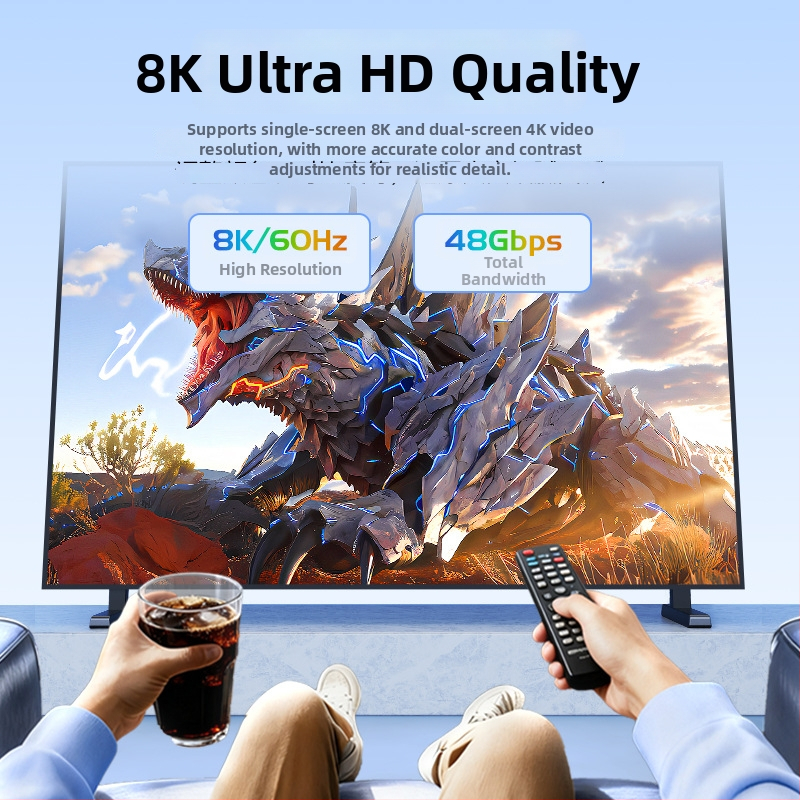 Cablu HDMI, HDMI 2.1, 8K compatibil, Conectori placati cu aur, Fir de cupru CCS, Lungime 0,5–10 m