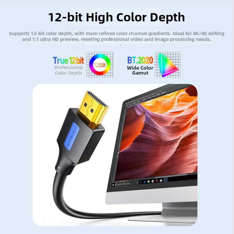 Cablu HDMI, HDMI 2.1, 8K compatibil, Conectori placati cu aur, Fir de cupru CCS, Lungime 0,5–10 m