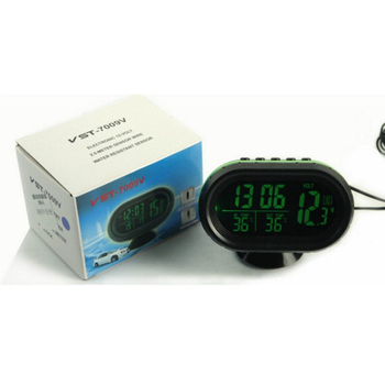 Automobiļu digitālais pulkstenis ar gaismas displeju, temperatūras un mitruma mērītājs, regulējams leņķis, no plastmasas un stikla, Shengbin