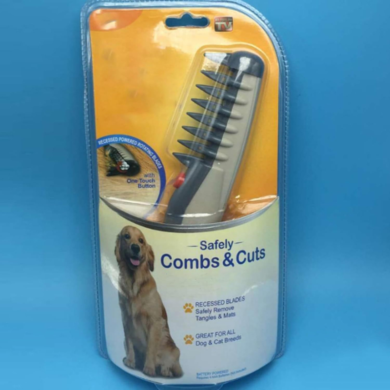 Elektromos háziállat-gondozó fésű beépített vágófejjel, univerzális macskák és kutyák számára, szőrtisztító funkcióval, ABS ház