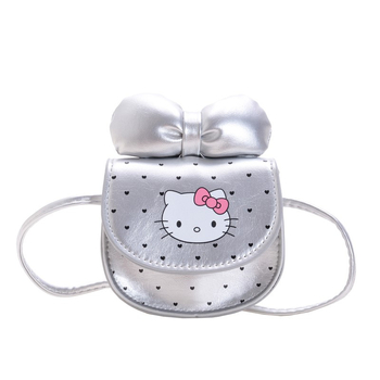 Geantă pentru copii crossbody cu motif animal și funda, PU ușor, pentru fetițe de grădiniță