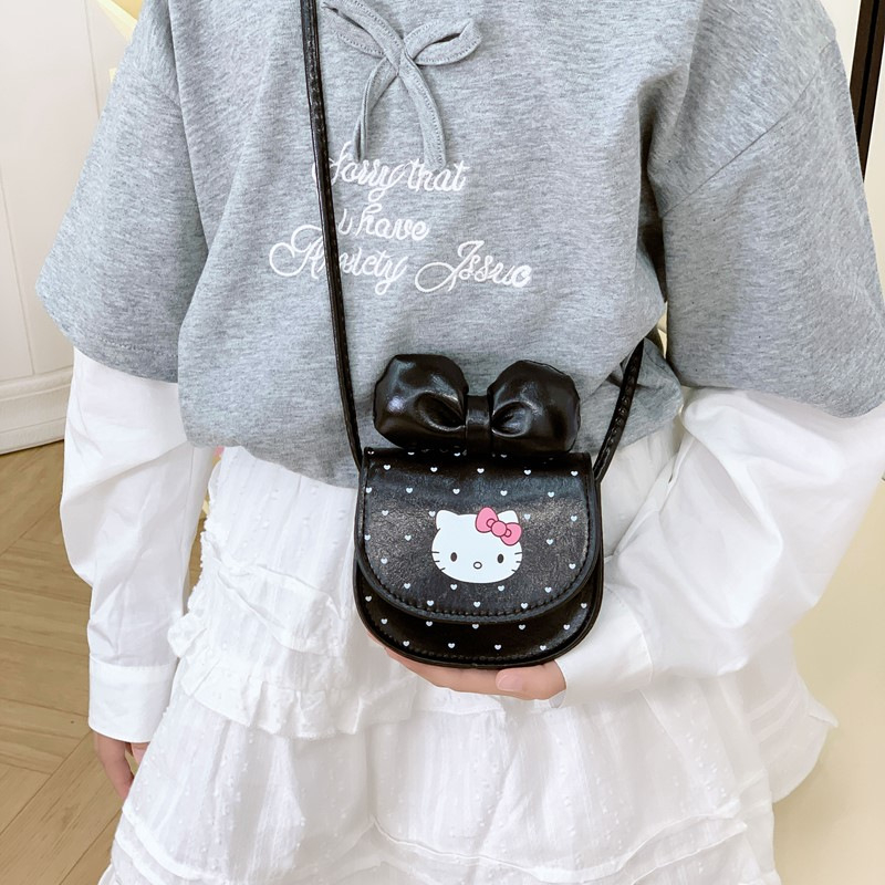 Geantă pentru copii crossbody cu motif animal și funda, PU ușor, pentru fetițe de grădiniță