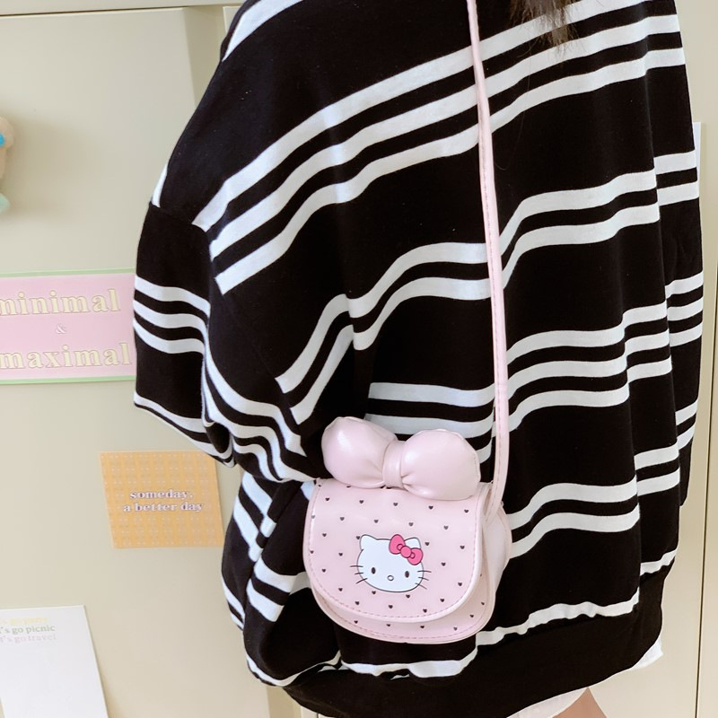 Geantă pentru copii crossbody cu motif animal și funda, PU ușor, pentru fetițe de grădiniță