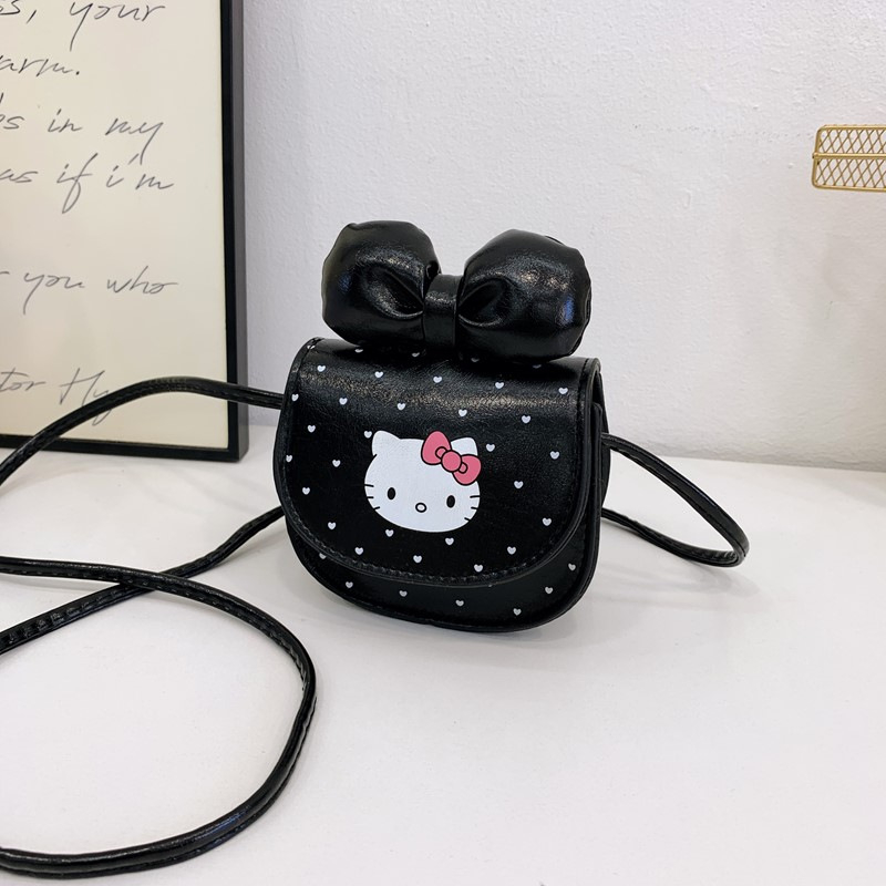 Geantă pentru copii crossbody cu motif animal și funda, PU ușor, pentru fetițe de grădiniță