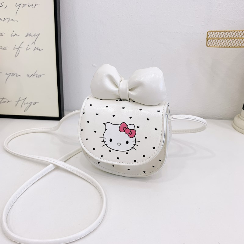 Geantă pentru copii crossbody cu motif animal și funda, PU ușor, pentru fetițe de grădiniță