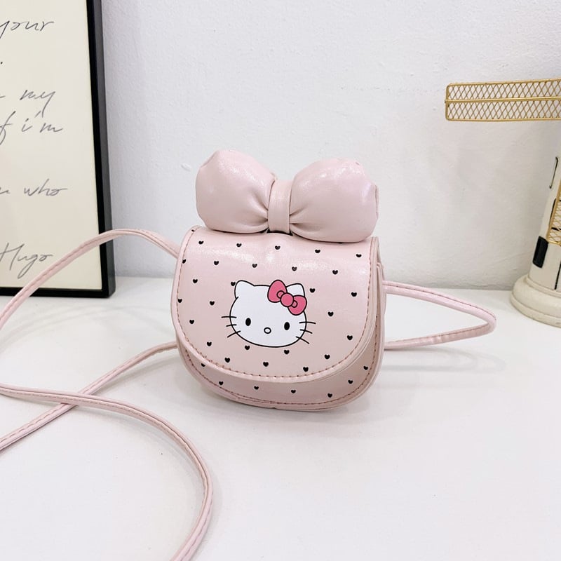 Geantă pentru copii crossbody cu motif animal și funda, PU ușor, pentru fetițe de grădiniță