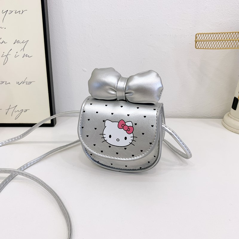 Geantă pentru copii crossbody cu motif animal și funda, PU ușor, pentru fetițe de grădiniță