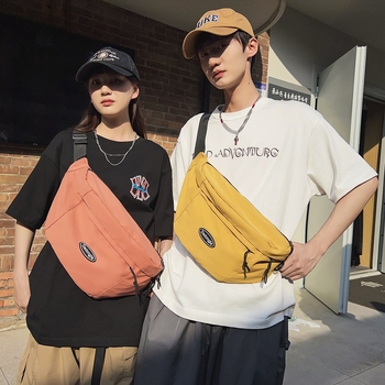 Geantă de talie în stil japonez din nylon, căptușită poliester, închidere cu fermoar