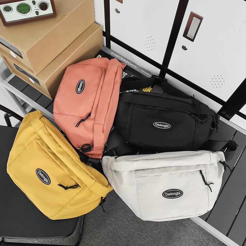 Geantă de talie în stil japonez din nylon, căptușită poliester, închidere cu fermoar