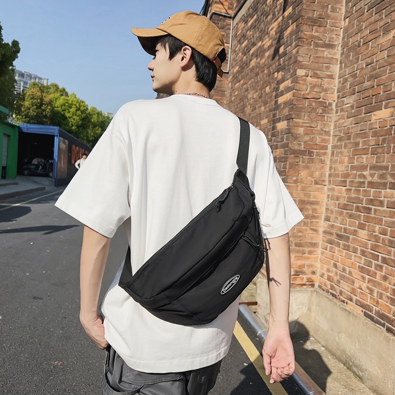 Geantă de talie în stil japonez din nylon, căptușită poliester, închidere cu fermoar