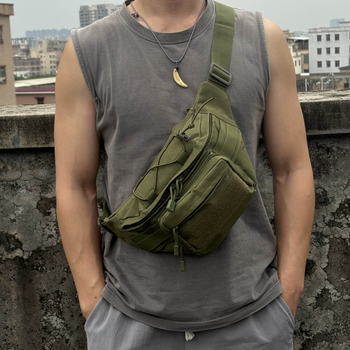 Sportska pojas torba s crossbody dizajnom za outdoor aktivnosti, materijal Oxford, vodootporna, otporna na habanje, proširiva