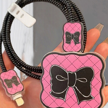 Zaštitni kućište za Apple kabel za podatke s TPU navijačem i dizajnom mašne, cartoon stil, model 18-20W