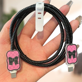 Zaštitni kućište za Apple kabel za podatke s TPU navijačem i dizajnom mašne, cartoon stil, model 18-20W